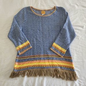 Vintage Ruby Rd. Women's Tribal Blue Print Sweater Sz XL (fits more like a large